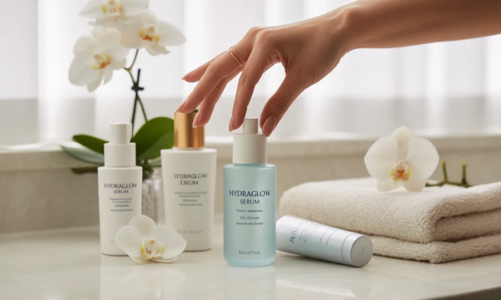 Ilustrar a estética e os tipos de produtos de skincare que podem ser usados em uma rotina de beleza.