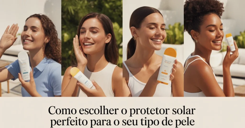 Mulheres sorrindo e aplicando protetor solar no rosto durante a rotina de skincare, representando cuidados com a pele e proteção solar diária