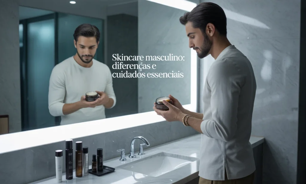 Homem aplicando protetor após barbear — skincare masculino