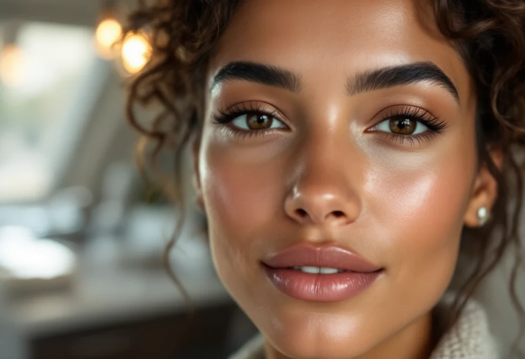 Mulher aplicando hidratante labial para manter os lábios macios. Título da imagem: Importância da hidratação labial.